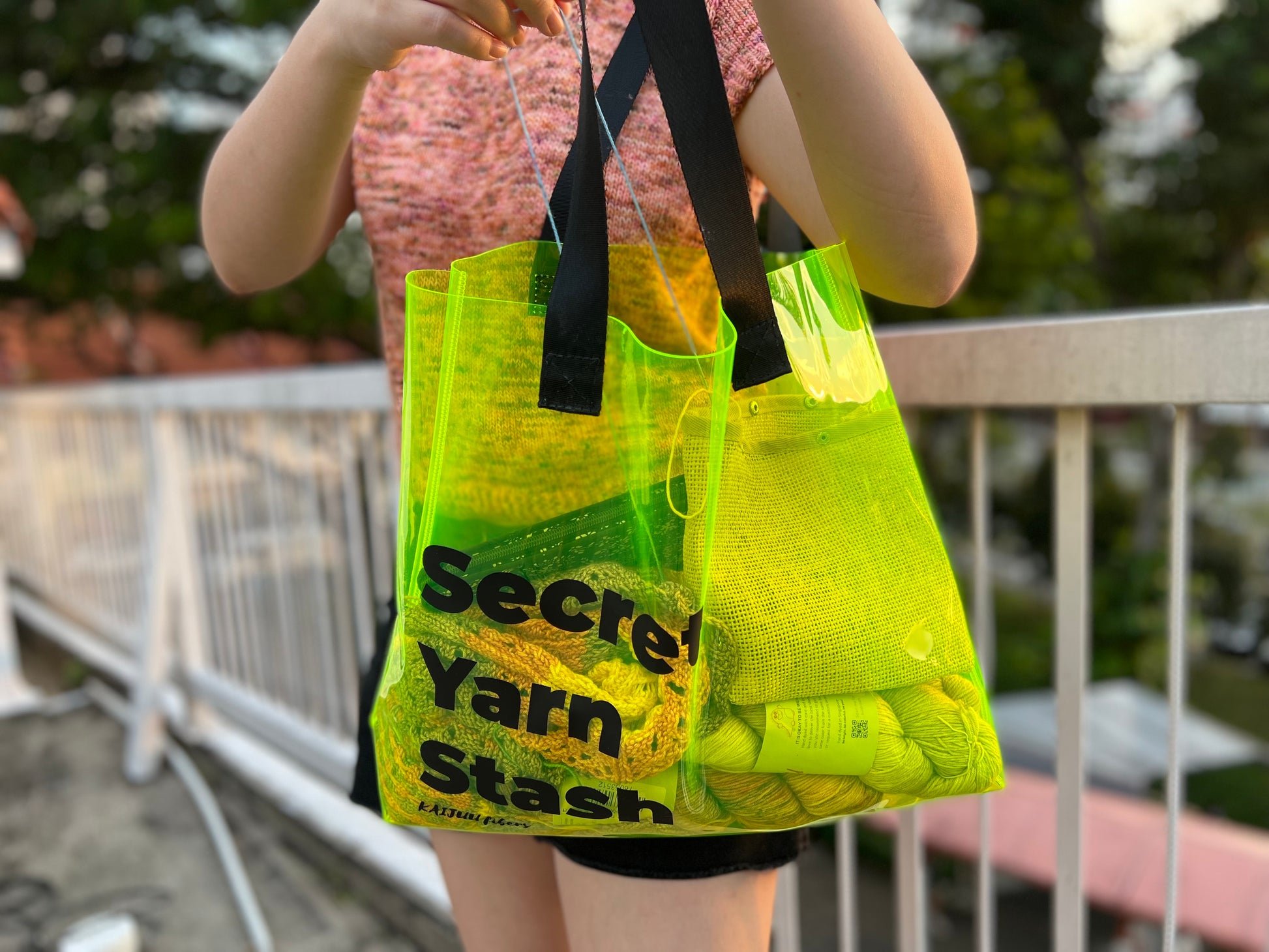 Neon Green Large Clear Tote Bag Transparent Jelly Tote Purse